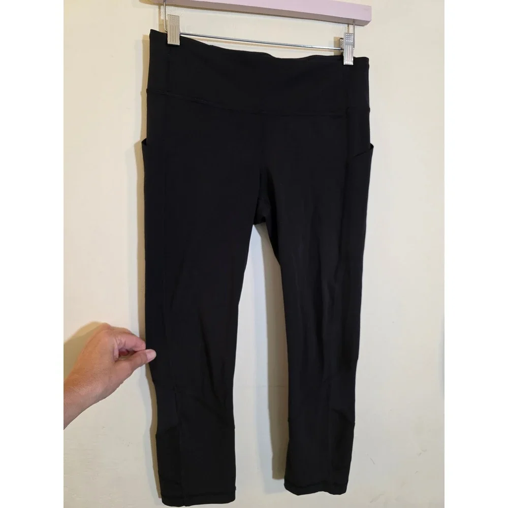Lululemon Speed Up Crop Leggings Black Size 6‎ Running Tights Pockets W6AV0S